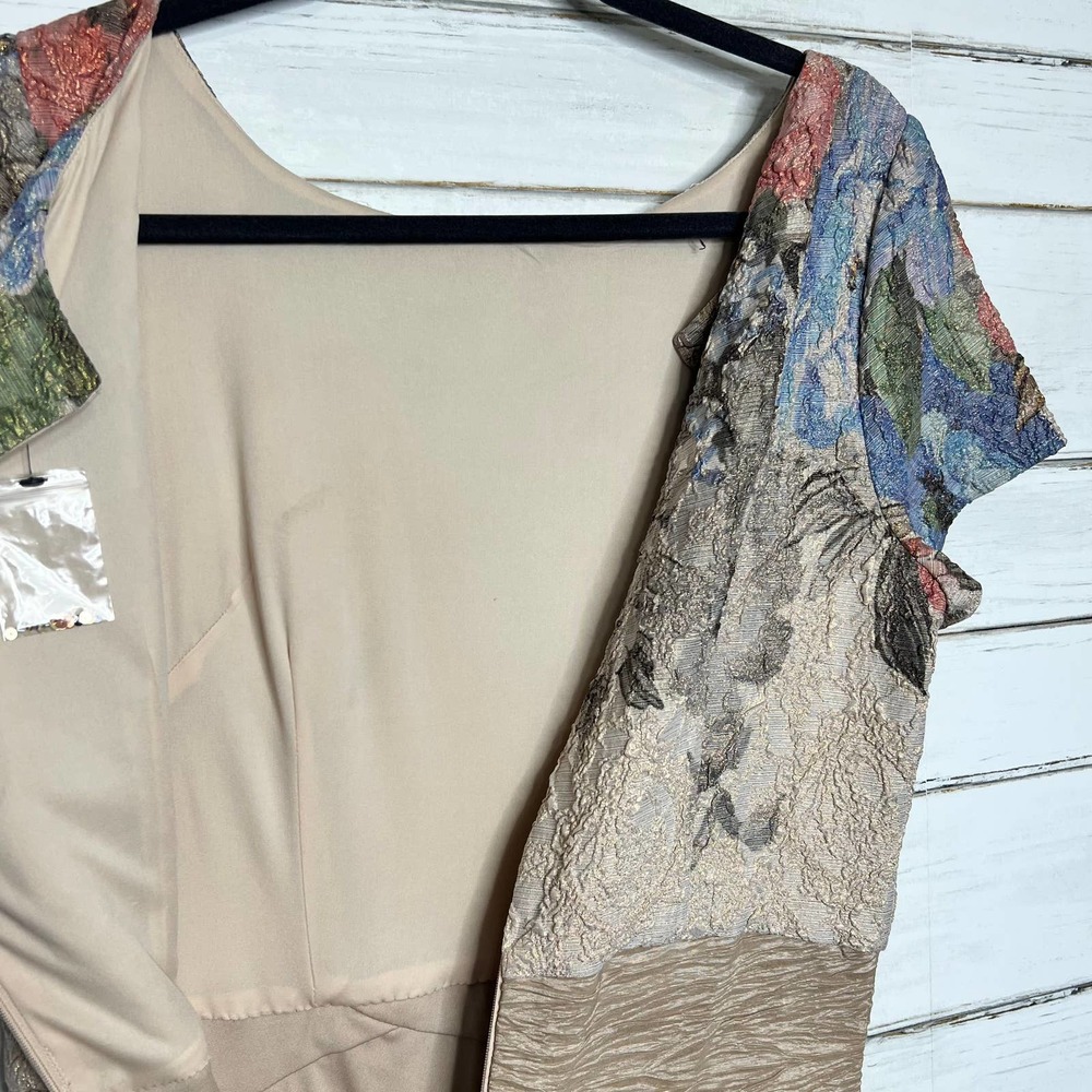 Adrianna Papell Column Gown Matelass Floral Dress Size 12 - Picture 7 of 14
